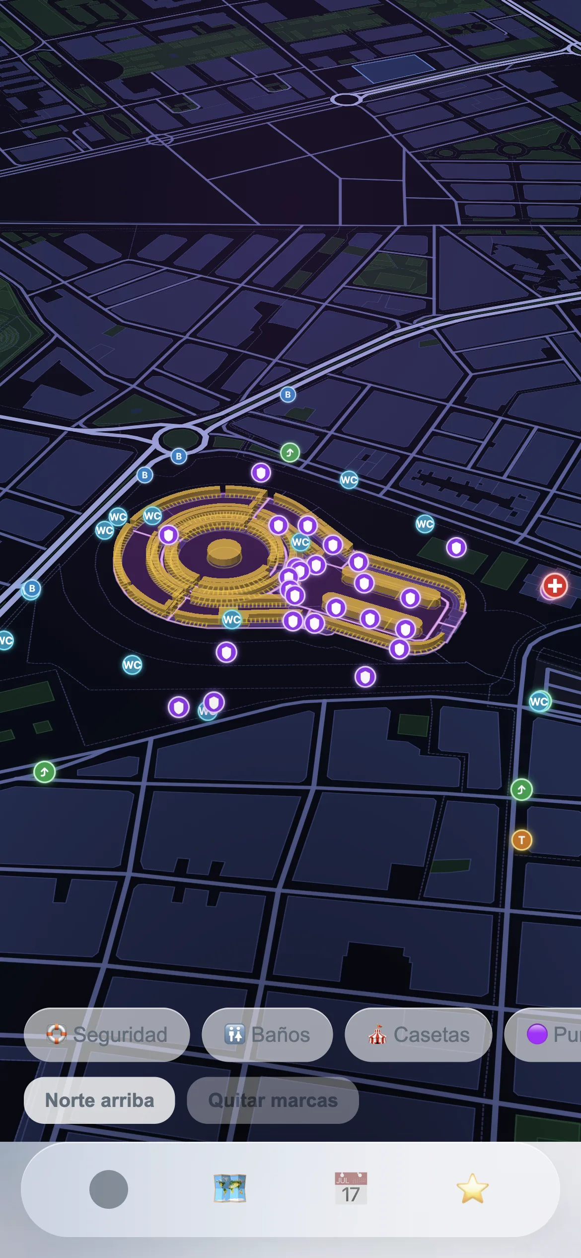Plano en 3D del Recinto Ferial de Albacete dentro de la app de ianos
